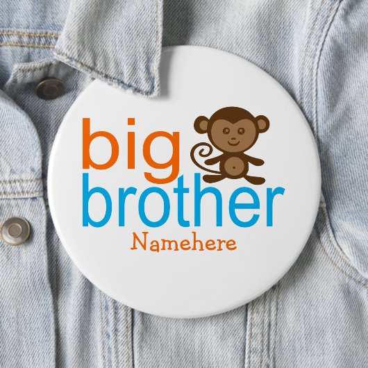 Aangepaste Big Brother Monkey-Buttonnen Ronde Button 6,0 Cm (In situ)