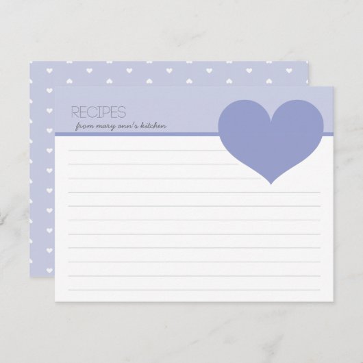 Aangepaste Big Heart Modern Recipes Kaarten (Voorkant / Achterkant)