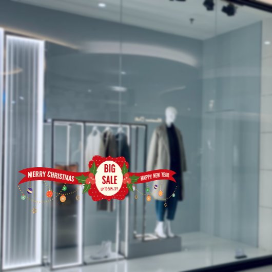 aangepaste BIG SALE Merry Christmas Holiday Store Raamsticker