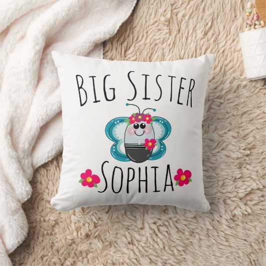 Aangepaste Big Sister Butterfly en bloem Kussen (Deken)