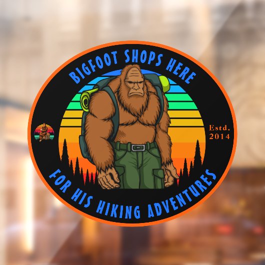 Aangepaste Bigfoot Wandel Sportartikelen Winkel   Raamsticker (Vel 2)