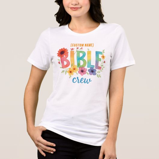 Aangepaste Bijbel Crew - Regenboog Bloem Christian Tri-Blend Shirt (Voorkant)