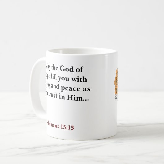 Aangepaste bijbel vers Christelijk Koffiemok (Voorkant links)