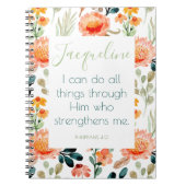 Aangepaste Bijbel Verse Floral Notitieboek Journal (Voorkant)