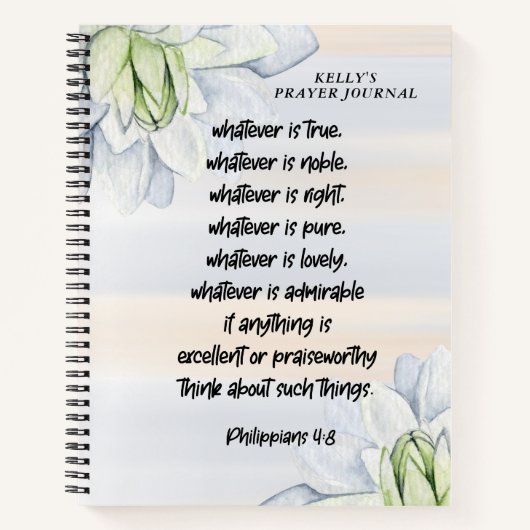 Aangepaste Bijbel Verse Floral Prayer Journal Notitieboek (Voorkant)