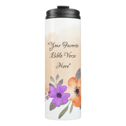 Aangepaste Bijbel Verse op Perzik Achtergrond en B Thermosbeker (Voorkant)