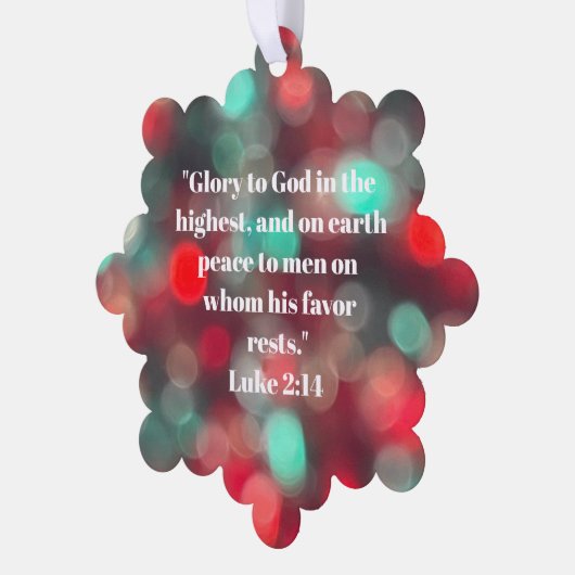 Aangepaste Bijbel Verse Rood en Groen Sparkle Kers Ornament Kaart (Links)