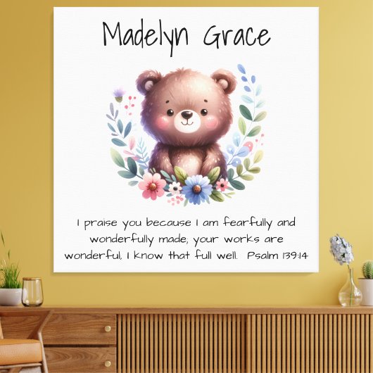 Aangepaste Bijbeltekst Baby-kinderkamer Muur Canvas Afdruk (Insitu (Woonkamer))