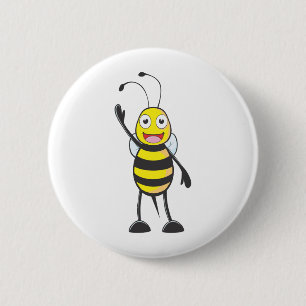 Aangepaste bijen die zijn hand in de gaten houden ronde button 5,7 cm