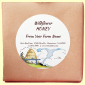 Aangepaste bijenkast en wolken honing 3" ronde sticker