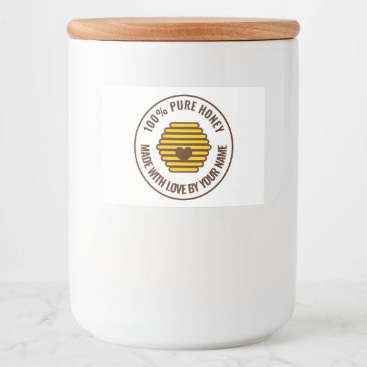Aangepaste bijenkorf zakelijk logo honingpot label voedselcontainer etiket (Voorkant)