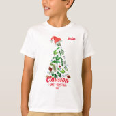 Aangepaste bijpassende familienaam Kerstboom Kerst T-shirt (Voorkant)