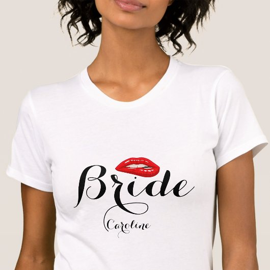 Aangepaste bijten Lips Bruid Bachelorette Party T-shirt
