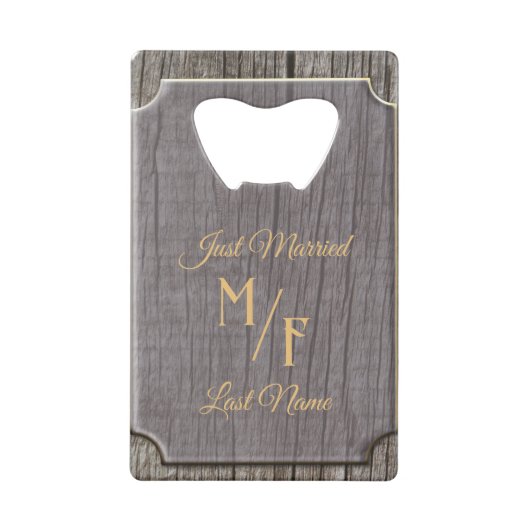 Aangepaste bijtende bijtende boomschors met initia creditkaart flessenopener (Achterkant)