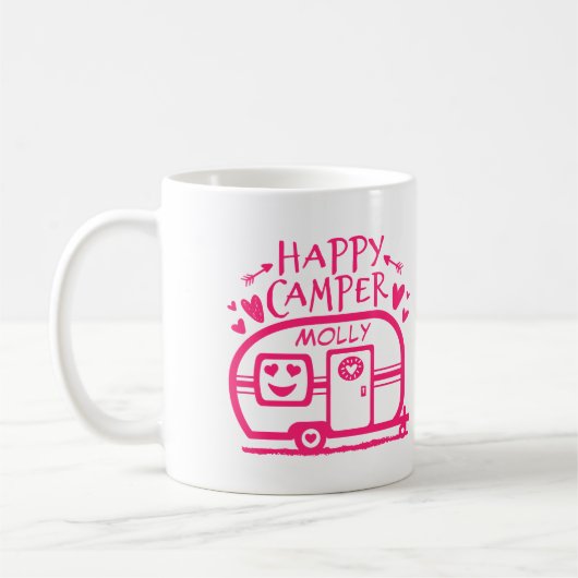 Aangepaste, bijtende Camping Happy Camper RV Koffiemok (Links)