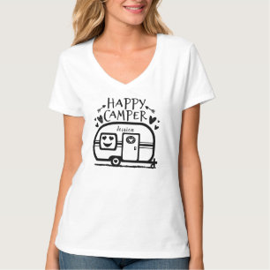 Aangepaste, bijtende Camping Happy Camper RV T-shirt