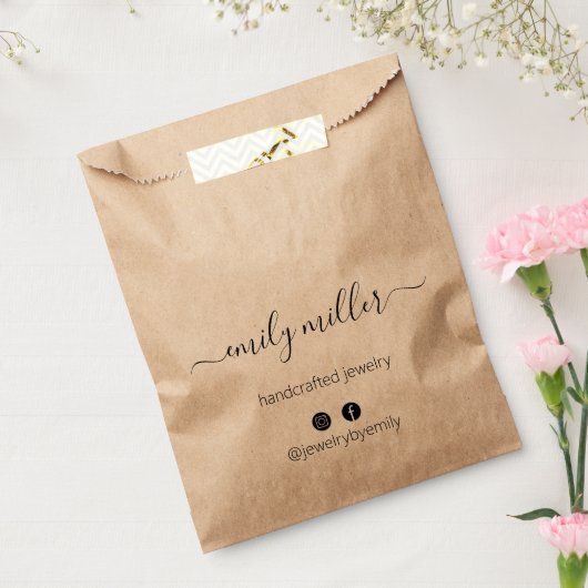 Aangepaste bijtende Elegant Calligraphy Script Bag Bedankzakje (Gezegeld)