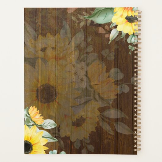 Aangepaste bijtende zonnebloemen bruiloft planner (Achterkant)