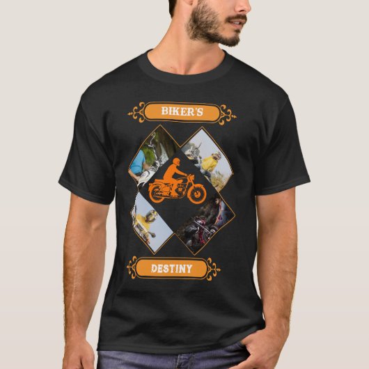 Aangepaste Biker Fotocollage T-shirt (Voorkant)