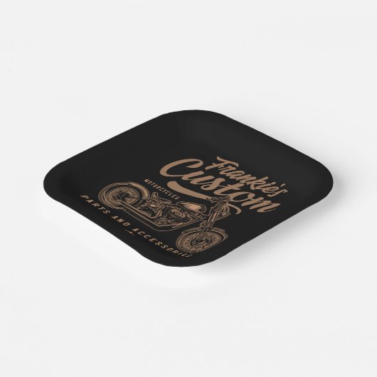 Aangepaste biker-motorfiets papieren bordje (Gebogen)