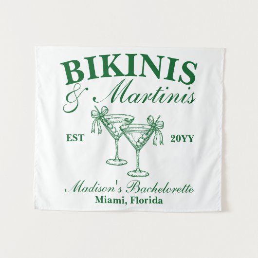 Aangepaste bikinibadpakken en martini's vrijgezell wandkleed (Voorkant (horizontaal))