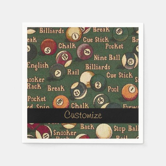 Aangepaste Billiard Balls Achtergrond Napkins 2 Servetten (Voorkant)