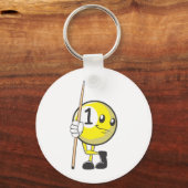 Aangepaste Billiard Player Holding ue Stick Sleutelhanger (Voorkant)