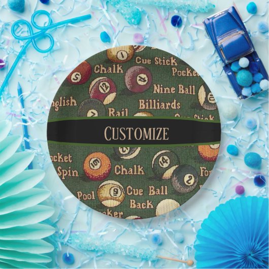 Aangepaste Billiardballs Papieren Bordje (Feest)