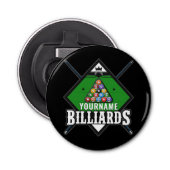 Aangepaste Billiards NAME Cue Rack Pool Room Button Flesopener (Voorkant)