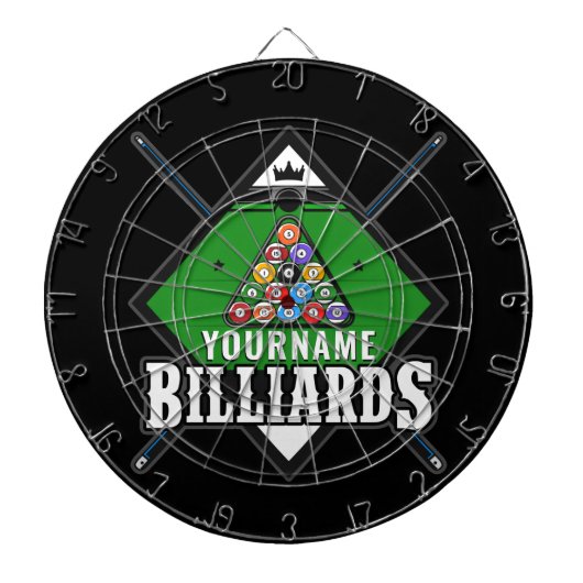 Aangepaste Billiards NAME Cue Rack Pool Room Dartbord (Voorkant)
