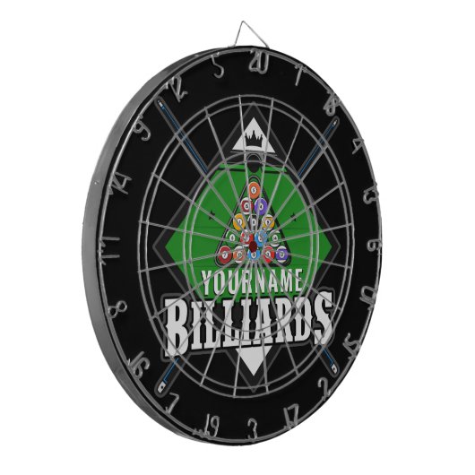 Aangepaste Billiards NAME Cue Rack Pool Room Dartbord (Voorkant Links)