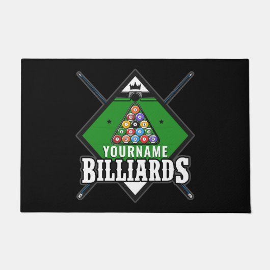 Aangepaste Billiards NAME Cue Rack Pool Room Deurmat (Voorkant)