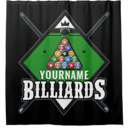 Aangepaste Billiards NAME Cue Rack Pool Room Douchegordijn
