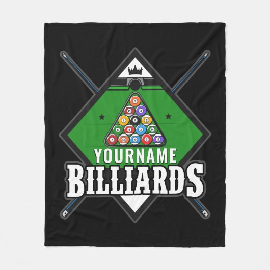 Aangepaste Billiards NAME Cue Rack Pool Room Fleece Deken (Voorkant)