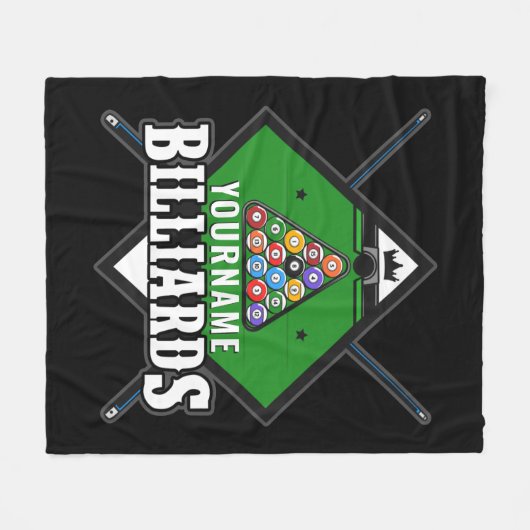 Aangepaste Billiards NAME Cue Rack Pool Room Fleece Deken (Voorkant (Horizontaal))