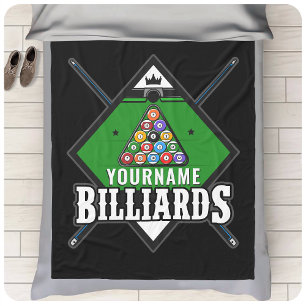 Aangepaste Billiards NAME Cue Rack Pool Room Fleece Deken