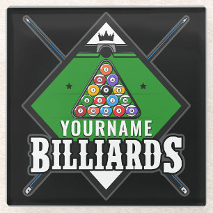 Aangepaste Billiards NAME Cue Rack Pool Room Glazen Onderzetter