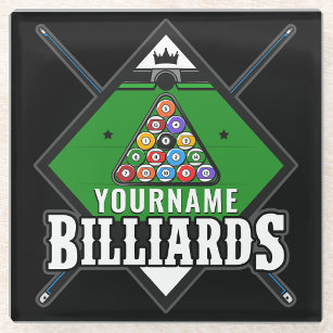 Aangepaste Billiards NAME Cue Rack Pool Room Glazen Onderzetter