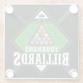 Aangepaste Billiards NAME Cue Rack Pool Room Glazen Onderzetter (Achterkant)