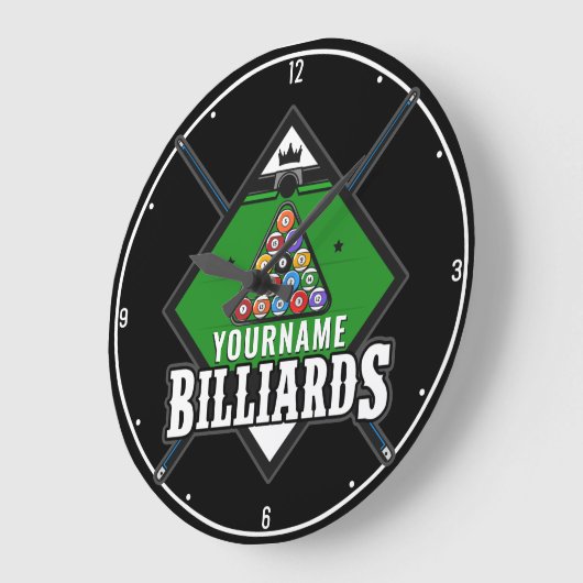 Aangepaste Billiards NAME Cue Rack Pool Room Grote Klok (Hoek)