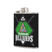 Aangepaste Billiards NAME Cue Rack Pool Room Heupfles (Links)