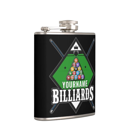 Aangepaste Billiards NAME Cue Rack Pool Room Heupfles (Rechts)