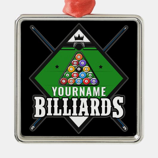 Aangepaste Billiards NAME Cue Rack Pool Room Metalen Ornament (Voorkant)