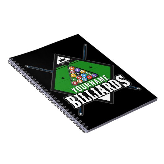 Aangepaste Billiards NAME Cue Rack Pool Room Notitieboek (Rechterzijde)