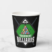 Aangepaste Billiards NAME Cue Rack Pool Room Papieren Bekers (Voorkant)