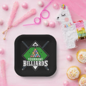 Aangepaste Billiards NAME Cue Rack Pool Room Papieren Bordje (Feest)