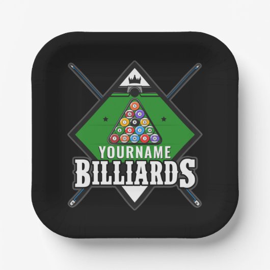 Aangepaste Billiards NAME Cue Rack Pool Room Papieren Bordje (Voorkant)