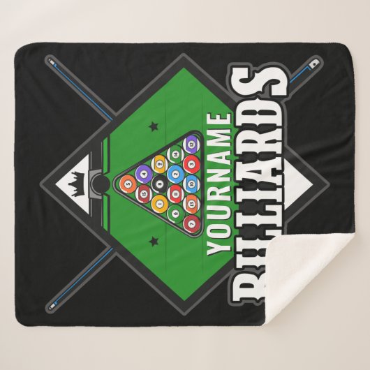 Aangepaste Billiards NAME Cue Rack Pool Room Sherpa Deken (Voorkant (horizontaal))