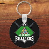 Aangepaste Billiards NAME Cue Rack Pool Room Sleutelhanger (Voorkant)