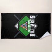 Aangepaste Billiards NAME Cue Rack Pool Room Strandlaken (Voorkant)